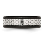 Stainless Steel Polished w/Brushed Black IP-plated 2pt. Diamond 8mm Band