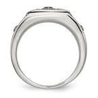 Chisel Stainless Steel Antiqued Polished and Textured Cross Ring