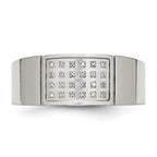 Chisel Stainless Steel Polished 1/10 Carat Diamond 9.5mm Band