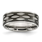 Stainless Steel Polished Black IP-plated 8mm Grooved Band
