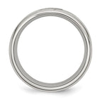 Chisel Stainless Steel Brushed and Polished with CZ 8mm Beveled Edge Band