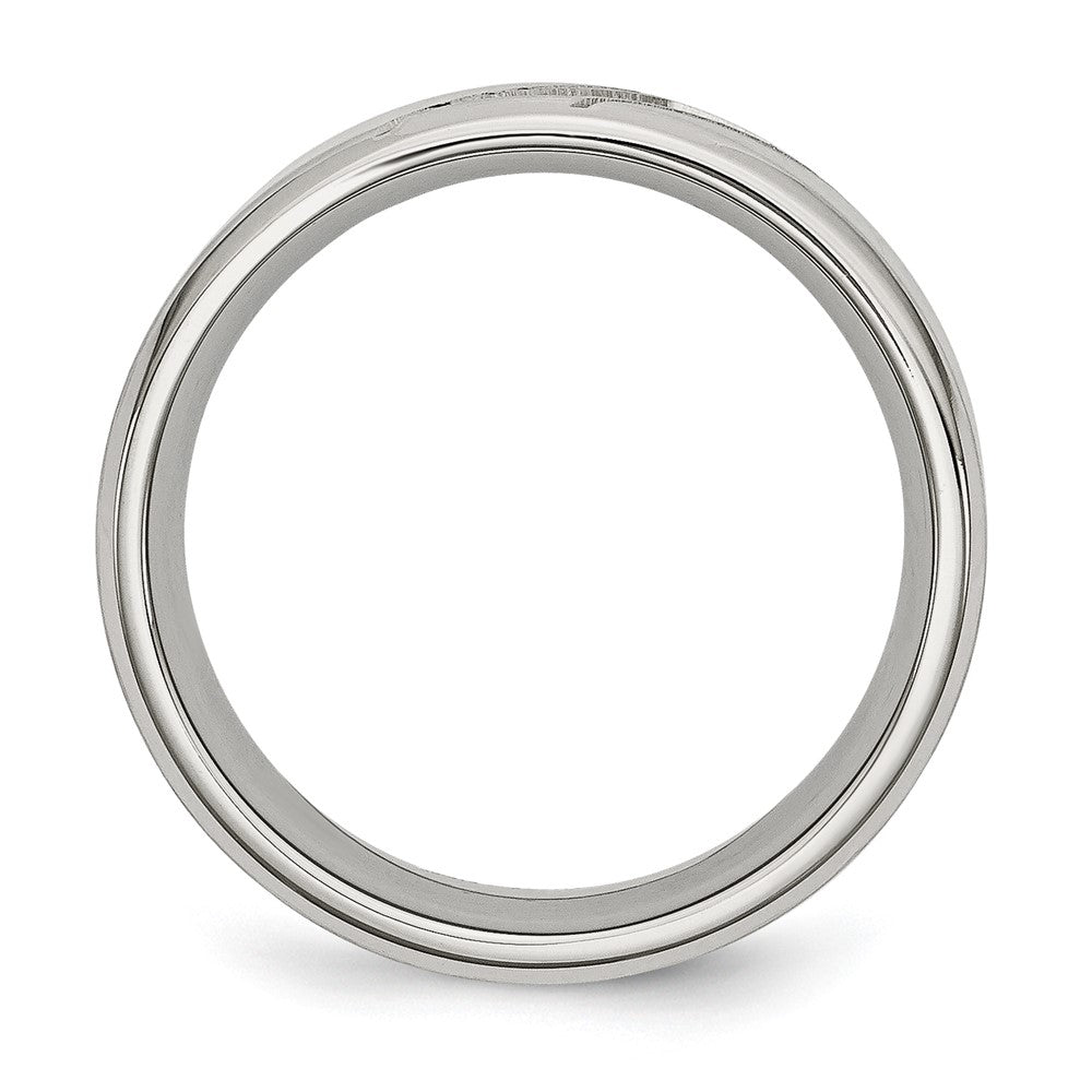 Chisel Stainless Steel Brushed and Polished with CZ 8mm Beveled Edge Band