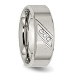 Chisel Stainless Steel Brushed and Polished with CZ 8mm Beveled Edge Band