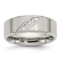 Chisel Stainless Steel Brushed and Polished with CZ 8mm Beveled Edge Band