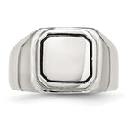 Stainless Steel Polished Black Enameled Ring