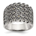 Chisel Stainless Steel Antiqued and Polished Marcasite Ring