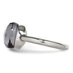 Stainless Steel Polished Grey Glass Ring