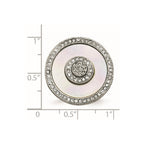 Stainless Steel Polished Mother of Pearl/Druzy Quartz and Crystal Ring