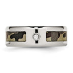 Chisel Stainless Steel Polished with CZ Printed Brown Camo Under Rubber 8mm Band