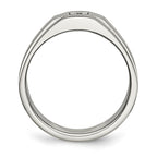 Chisel Stainless Steel Brushed and Polished with CZ Ring