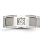 Chisel Stainless Steel Brushed and Polished with CZ Ring