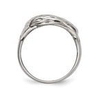 Chisel Stainless Steel Polished and Textured Black Enameled Eagle Ring
