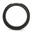 Stainless Steel Polished Black IP-plated w/Rubber Inlay 10mm Band