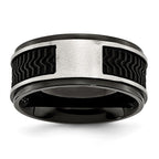 Stainless Steel Polished Black IP-plated w/Rubber Inlay 10mm Band