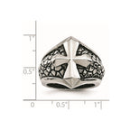 Chisel Stainless Steel Antiqued Polished and Textured Cross Ring