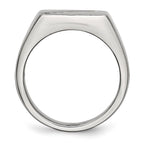 Stainless Steel Polished w/CZ Signet Ring