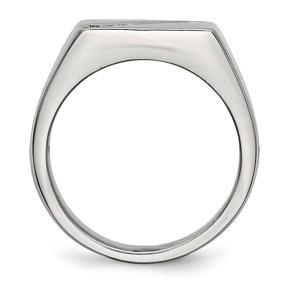 Stainless Steel Polished w/CZ Signet Ring