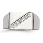 Stainless Steel Polished w/CZ Signet Ring