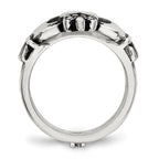 Chisel Stainless Steel Antiqued Love, Loyalty, Friendship Claddagh Hinged Ring