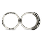 Chisel Stainless Steel Antiqued Love, Loyalty, Friendship Claddagh Hinged Ring