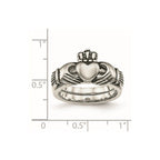 Chisel Stainless Steel Antiqued Love, Loyalty, Friendship Claddagh Hinged Ring