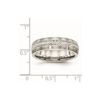 Stainless Steel w/Sterling Silver Inlay Brushed Diamond Cut 6mm Band