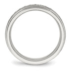 Stainless Steel w/Sterling Silver Braid Inlay Brushed/Polished 6mm Band