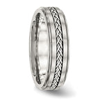 Stainless Steel w/Sterling Silver Braid Inlay Brushed/Polished 6mm Band