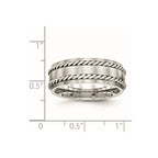 Stainless Steel w/Sterling Silver Double Twisted Brushed 8mm Band