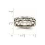 Stainless Steel w/Sterling Silver Inlay Polished/Brushed Edge 7mm Band
