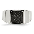 Chisel Stainless Steel Polished Carbon Fiber Inlay Signet Ring