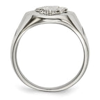Chisel Stainless Steel Polished with Sterling Silver Praying Hands Ring