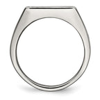 Chisel Stainless Steel Polished Black Enameled CZ Signet Ring