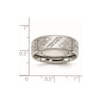 Stainless Steel Polished and Textured w/CZ 8mm Band