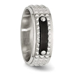 Stainless Steel Brushed and Polished Black IP-plated Faceted 8mm Band