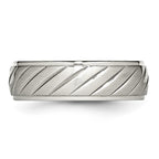Chisel Stainless Steel Polished with Brushed Center 7mm Grooved Band