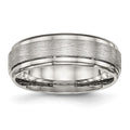 Chisel Stainless Steel Brushed and Polished 7mm Ridged Edge Band