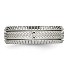 Chisel Stainless Steel Polished and Textured 7mm Grooved Band