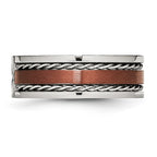 Chisel Stainless Steel Brushed and Polished Brown IP-plated .02 Carat Diamond 8mm Band