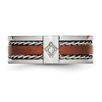 Chisel Stainless Steel Brushed and Polished Brown IP-plated .02 Carat Diamond 8mm Band