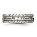 Chisel Stainless Steel Polished Diamond Cut 7mm Band