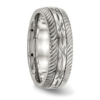 Chisel Stainless Steel Polished Diamond Cut 7mm Band