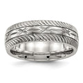 Chisel Stainless Steel Polished Diamond Cut 7mm Band
