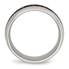 Chisel Stainless Steel Polished with Black and Red Carbon Fiber Inlay 8mm Band
