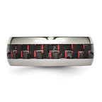 Chisel Stainless Steel Polished with Black and Red Carbon Fiber Inlay 8mm Band