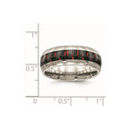 Chisel Stainless Steel Polished with Black and Red Carbon Fiber Inlay 8mm Band