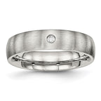 Chisel Stainless Steel Brushed with CZ Half Round 5.5mm Band