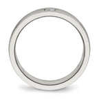 Chisel Stainless Steel Polished with Brushed Center CZ 7mm Grooved Band