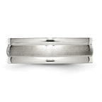 Chisel Stainless Steel Polished with Brushed Center CZ 7mm Grooved Band