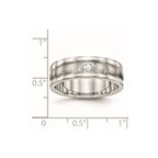 Chisel Stainless Steel Polished with Brushed Center CZ 7mm Grooved Band